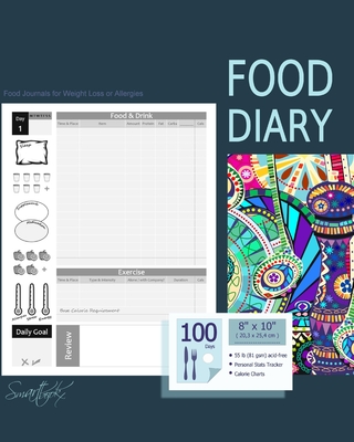 Food Diary: Journal and Planner to log Diet, with a Calorie Counter (A soft covered large notebook with 100 spacious daily record pages and more from our Inside Out range) - Smart Bookx