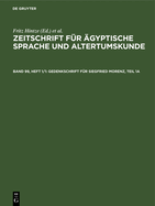 Gedenkschrift Fr Siegfried Morenz, Teil 1a