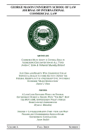George Mason University School of Law Journal of International Commercial Law Fall 2014: Volume 6 Fall Issue Number 1