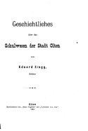 Geschichtliches ber Das Schulwesen Der Stadt Olten