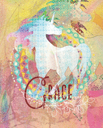 Grace: Colorful Rainbow Unicorn - 100 Pages 8"X10" Girl's Composition Wide Ruled Notebook