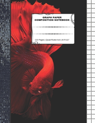 Graph Paper Composition Notebook: 110 Pages - Quad Ruled 4x4 - 8.5" x 11" Red Wish-Fulfilling Fish Large Notebook with Grid Paper - Math Notebook For Students - Notebooks, Exciting
