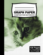 Graph Paper Composition Notebook: Beautiful 8.5 x 11 inch Quad Ruled 4 x 4 square grid journal four squares per inch graphing paper, (Notebooks for Math and Science School and College students) - Cute Cat Notebook (Office & School Essential)