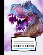 Graph Paper Composition Notebook: Beautiful Jurassic Age 8.5 x 11 inch Quad Ruled 5 x 5 square grid journal four squares per inch graphing paper, (Notebooks for Math and Science School and College students) - Roaring T RexDinosaur Notebook