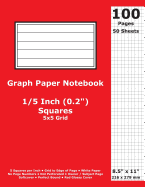 Graph Paper Notebook: 0.2 Inch (1/5 in) Squares; 8.5" x 11"; 21.6 cm x 27.9 cm; 100 Pages; 50 Sheets; 5x5 Quad Ruled Grid; White Paper; Red Glossy Cover; Journal