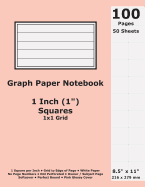 Graph Paper Notebook: 1 Inch (1 in) Squares; 8.5" x 11"; 21.6 cm x 27.9 cm; 100 Pages; 50 Sheets; 1x1 Quad Ruled Grid; White Paper; Pink Glossy Cover; Journal