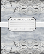 Graph Paper Notebook: Quad Math and Science Composition Book Grey Floral Design
