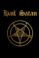 Hail Satan: Satanic Pentagram - Black and Gold - College Ruled Lined Pages