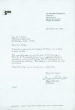 Tls From Eugene Rachlis (Bobbs-Merrill) to Herb Yellin, Lord John Press. Re: First Editions. December 14, 1974