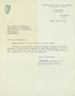 Tls National Library of Ireland to Thomas Parkinson July 18, 1958. Re: Microfilming Manuscripts
