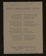 New Lang(Uage) Sign Broadside, Signed By Gregory Betts and Gary Barwin