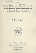 Analysis of DNA Adducts of Some Low Molecular Weight Aldehydes: Methods, Development and Application in Human Biomonitoring
