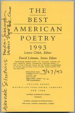 The Best American Poetry 1993