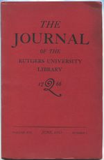 The Journal of the Rutgers University Library-Volume XVI, Number 2, June 1953