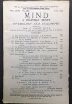 Mind, a Quarterly Review, Vol. Lxiii, No. 250, April 1954