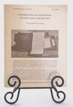Contributions of Philadelphia to Lewis and Clark History, Wpo Publication No. 6, July 1982