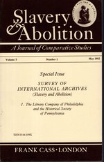 Slavery & Abolition: a Journal of Comparative Studies: Volume 3, Number 1, May, 1982