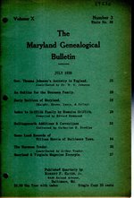 The Maryland Genealogical Bulletin: Volume 10, No.3: July, 1929, Whole Number 39