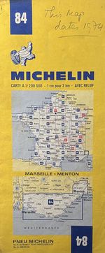 C1980s Michelin Map No. 84 Marseille-Menton