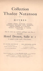 Collection Des Tableaux Modernes...Composant La Collection Alexandre Natanson. Signed. First Edition