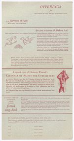 [Publisher's Promotional Broadside]: Offerings for the Person of Taste Who Has Everything (Else) From Harrison of Paris (With Your Collaboration). Are You in Terror of Modern Art