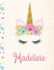 Madeline: Personalized Unicorn Sketchbook for Girls With Pink Name-8.5x11 110 Pages. Doodle, Sketch, Create!