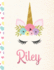 Riley: Personalized Unicorn Sketchbook for Girls With Pink Name-8.5x11 110 Pages. Doodle, Sketch, Create!