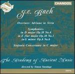 J.C. Bach: Overture, Adriano in Siria; Symphonies; Sinfonia Concertante in C major - Academy of Ancient Music; David Watkin (cello); Frank de Bruine (oboe); Rachel Brown (flute); Simon Standage (violin)