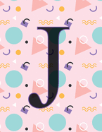 J: Monogram Initial C Notebook for Women and Girls-Geometric 100 Pages 8.5 x 11