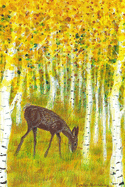Journal and Sketch Notebook: Deer Grazing In A Grove of Golden Aspen Trees