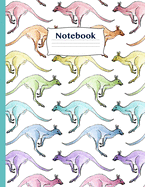 Kangaroo Notebook: 8.5" x 11" - 120 page Blank Lined Pages Notebook for Australia Love Support and Kangaroo Lovers - Rainbow Design