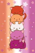 Kawaii Cat Notebook: Cute Kitty Anime Orange Lesbian Pride Flag College Ruled Lined Journal, 6x9