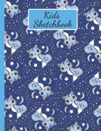 Kids Sketchbook: Practice Sketching, Drawing, Writing and Creative Doodling (Blue Starry Cat and Moon Design))