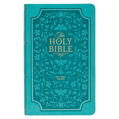 KJV Holy Bible, Giant Print Standard Size Faux Leather Red Letter Edition - Thumb Index & Ribbon Marker, King James Version, Teal Floral - Christian Art Gifts (Creator)