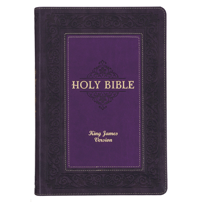 KJV Study Bible, Large Print King James Version Holy Bible, Thumb Tabs, Ribbons, Faux Leather Purple Two-Tone Debossed - Christian Art Gifts (Creator)