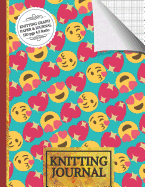 Knitting Journal: Cute Emoji Knitting Journal: Half Lined Paper, Half Graph Paper (4:5 Ratio) Knitting Gifts for Women