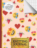 Knitting Journal: Emoji Party Knitting Journal to Write in, Half Lined Paper, Half Graph Paper (4:5 Ratio)