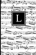 L: Musical Letter L Monogram Music Journal, Black and White Music Notes Cover, Personal Name Initial Personalized Journal, 6x9 Inch Blank Lined College Ruled Notebook Diary, Perfect Bound, Soft Cover