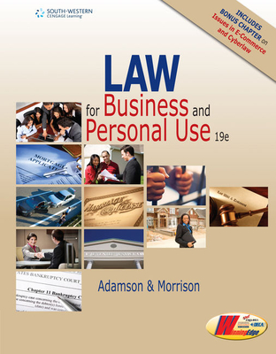 Law for Business and Personal Use, Copyright Update, 19th Student Edition - Adamson, John E, and Morrison, Amanda