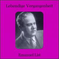 Lebendige Vergangenheit: Emanuel List - Else Schrhoff (vocals); Emanuel List (vocals); Meta Seinemeyer (vocals); Otto Schulhof (piano)