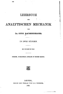 Lehrbuch Der Analytischen Mechanik