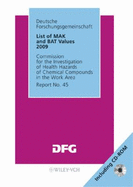 List of MAK and BAT Values 2009, Report No. 45: Maximum Concentrations and Biological Tolerance Values at the Workplace: Commission for the Investigation of Health Hazards of Chemical Compounds in the Work Area