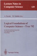 Logical Foundations of Computer Science - Tver '92: Second International Symposium, Tver, Russia, July 20-24, 1992. Proceedings