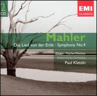 Mahler: Das Lied von der Erde; Symphony No. 4 - Dietrich Fischer-Dieskau (baritone); Emmy Loose (soprano); Murray Dickie (tenor); Paul Kletzki (conductor)