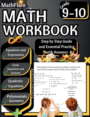 MathFlare - Math Workbook 9th and 10th Grade: Math Workbook Grade 9-10: Equations and Expressions, Linear Equations, System of Equations, Quadratic Equations, Polynomials and Geometry - Publishing, Mathflare