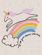 May All Your Dream Come True: Magical Unicorn on Grey Cover and Dot Graph Line Sketch Pages, Extra Large (8.5 X 11) Inches, 110 Pages, White Paper, Sketch, Draw and Paint