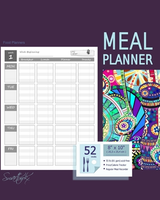 Meal Planner: Weekly Menu Planner with a Grocery List (52 spacious records in a large soft covered notebook from our Inside Out range) - Smart Bookx