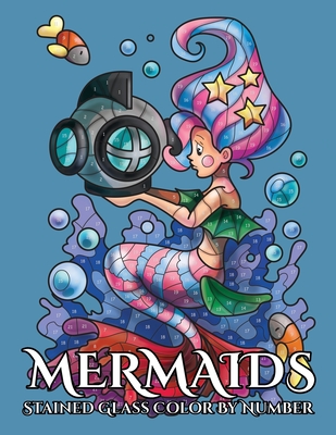 MERMAIDS Stained Glass Color By Number - Number, Color, and Drawing, Sunlife