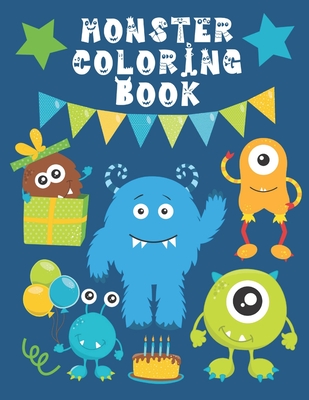 Monster Coloring Book: Funny & Cute Little Monsters Easy Fun Color Pages For Kids - Kids Purple Press
