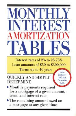 Monthly Interest Amortization Tables: Interest Rates of 2% to 25.75%, Loan Amounts of $50 to $300,000, Terms Up to 40 Years - Delphi